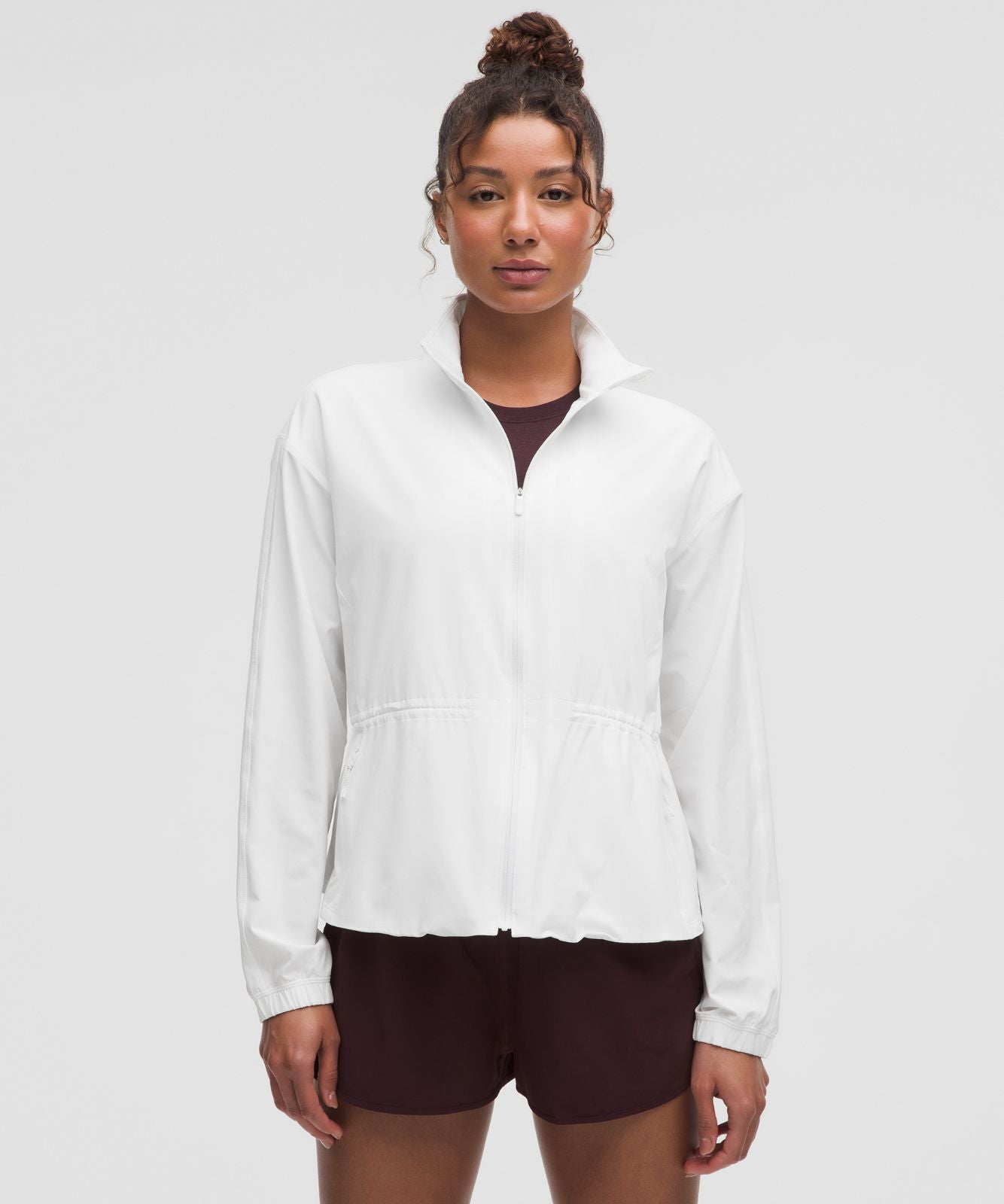UV-Protective Cinch-Waist Running Jacket White