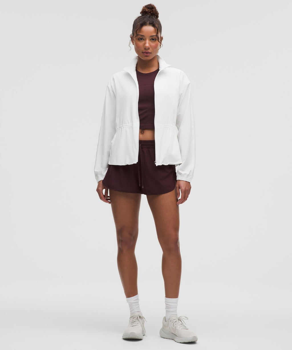UV-Protective Cinch-Waist Running Jacket White