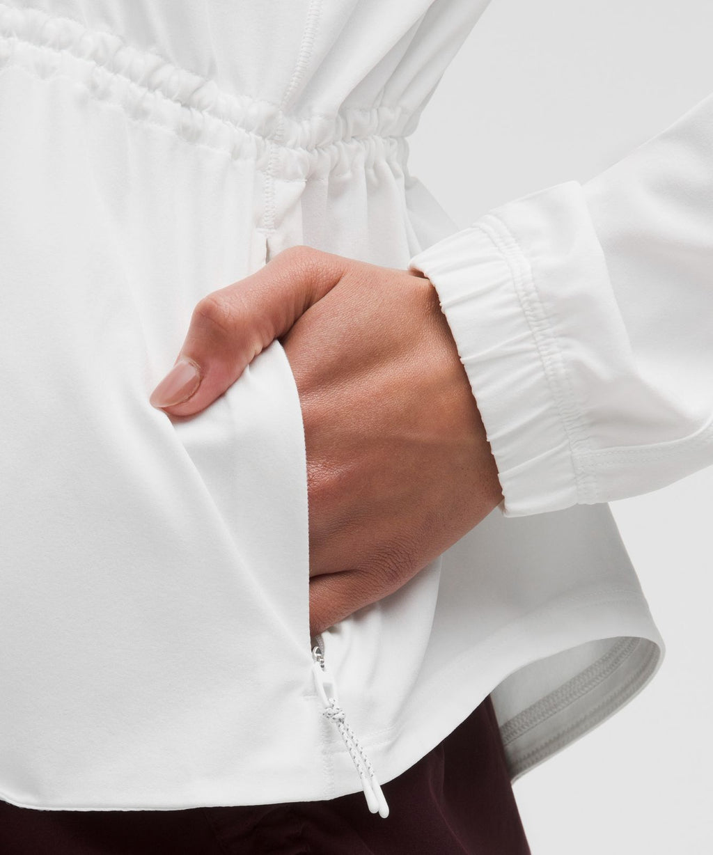 UV-Protective Cinch-Waist Running Jacket White