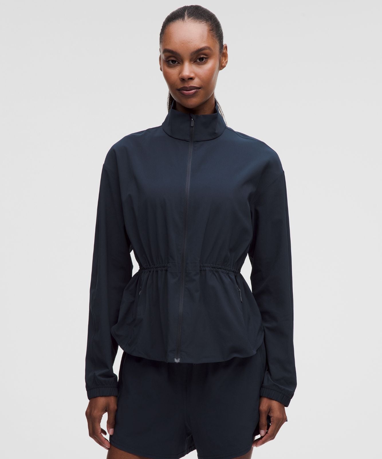 UV-Protective Cinch-Waist Running Jacket True Navy