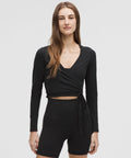 Nulu Long-Sleeve Cropped Wrap Black
