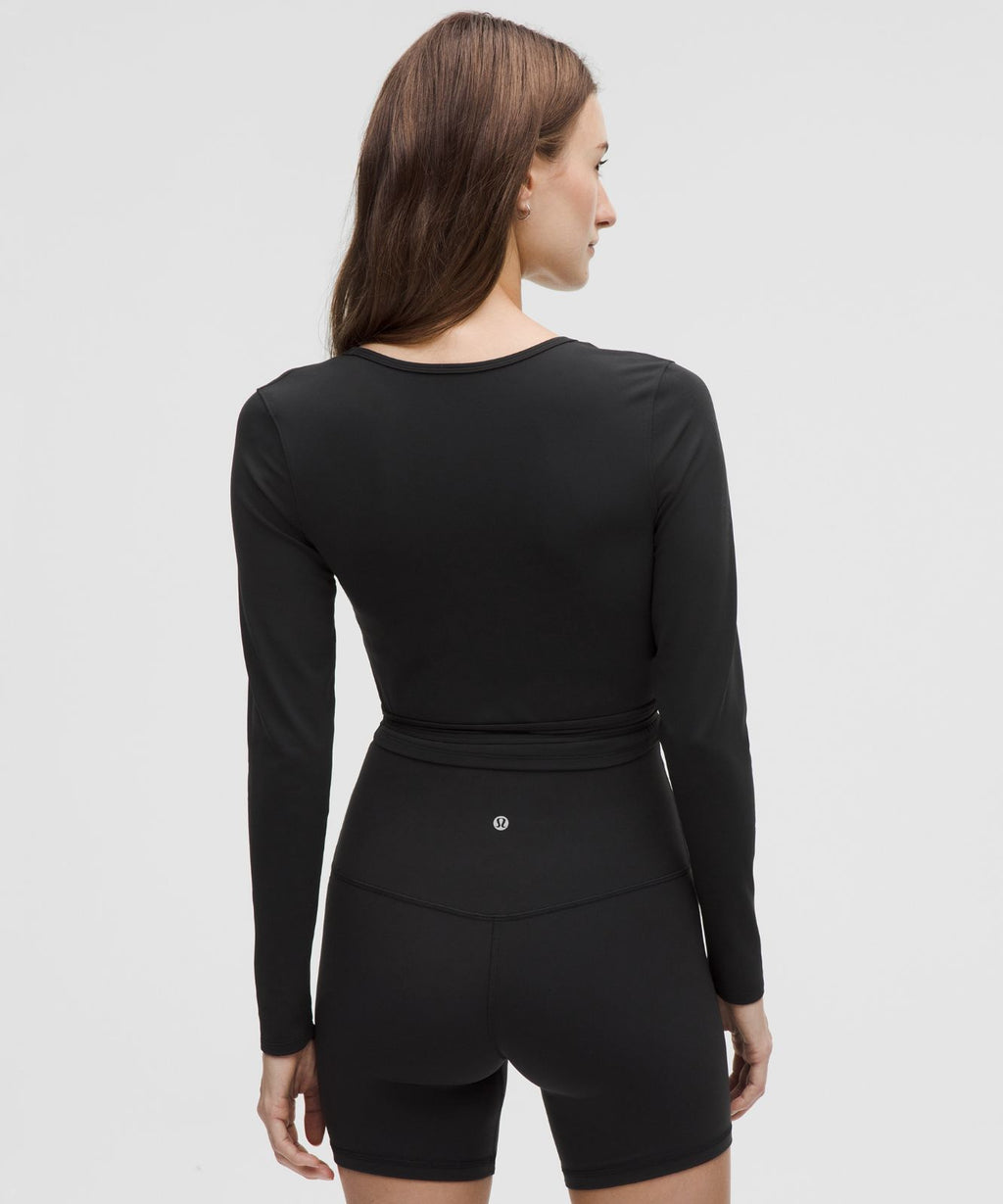 Nulu Long-Sleeve Cropped Wrap Black