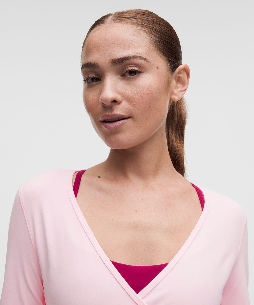 Nulu Long-Sleeve Cropped Wrap Pink Pearl