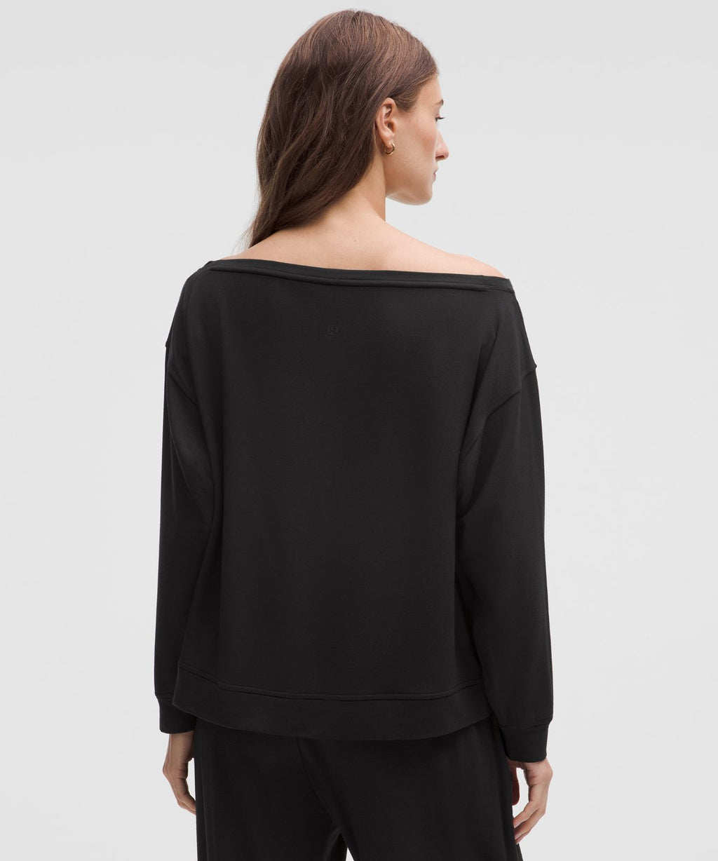 BeCalm Oversized Boatneck Long-Sleeve Shirt Black
