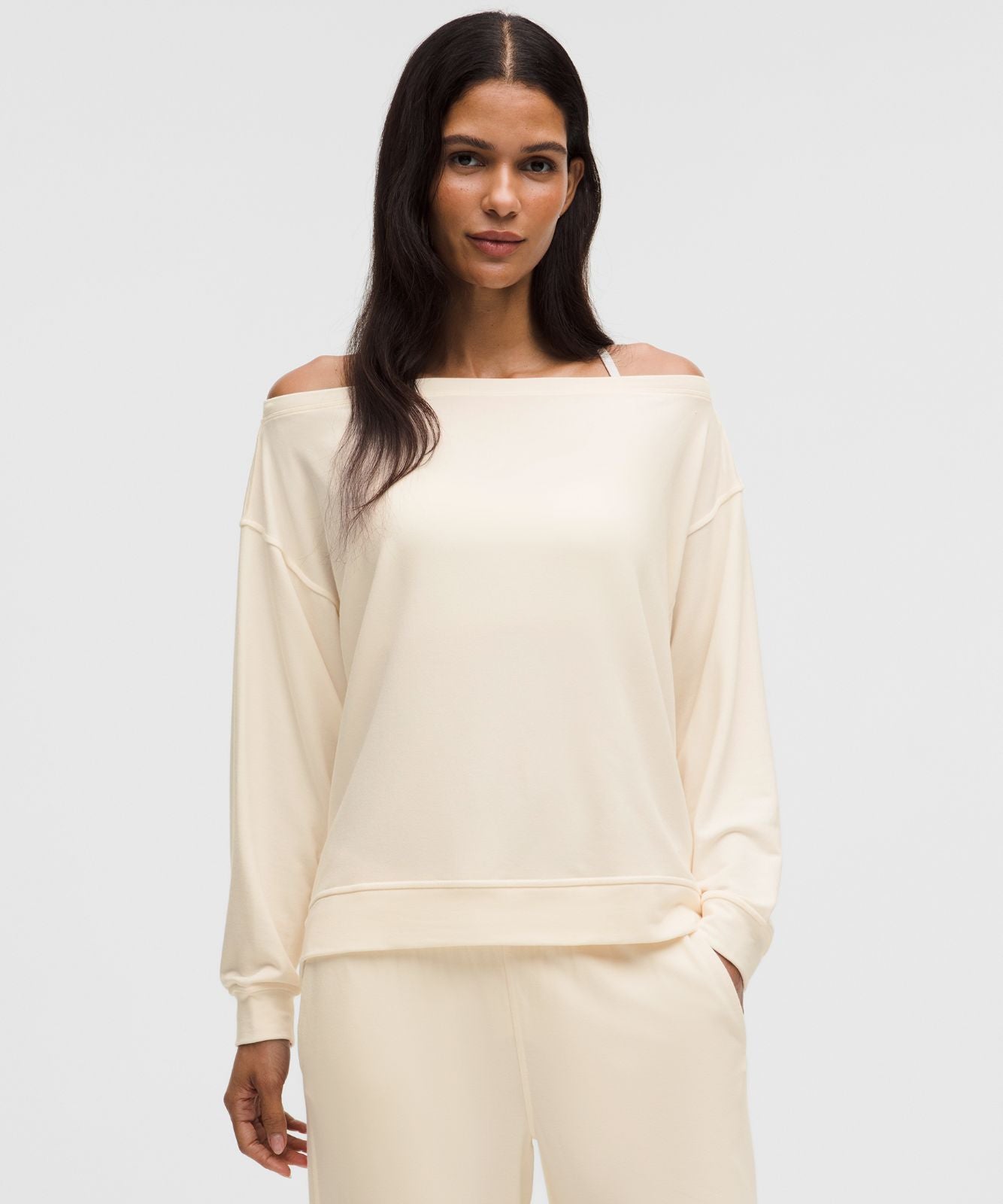 BeCalm Oversized Boatneck Long-Sleeve Shirt Coconut Ivory