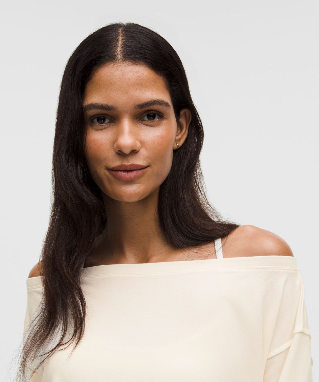 BeCalm Oversized Boatneck Long-Sleeve Shirt Coconut Ivory