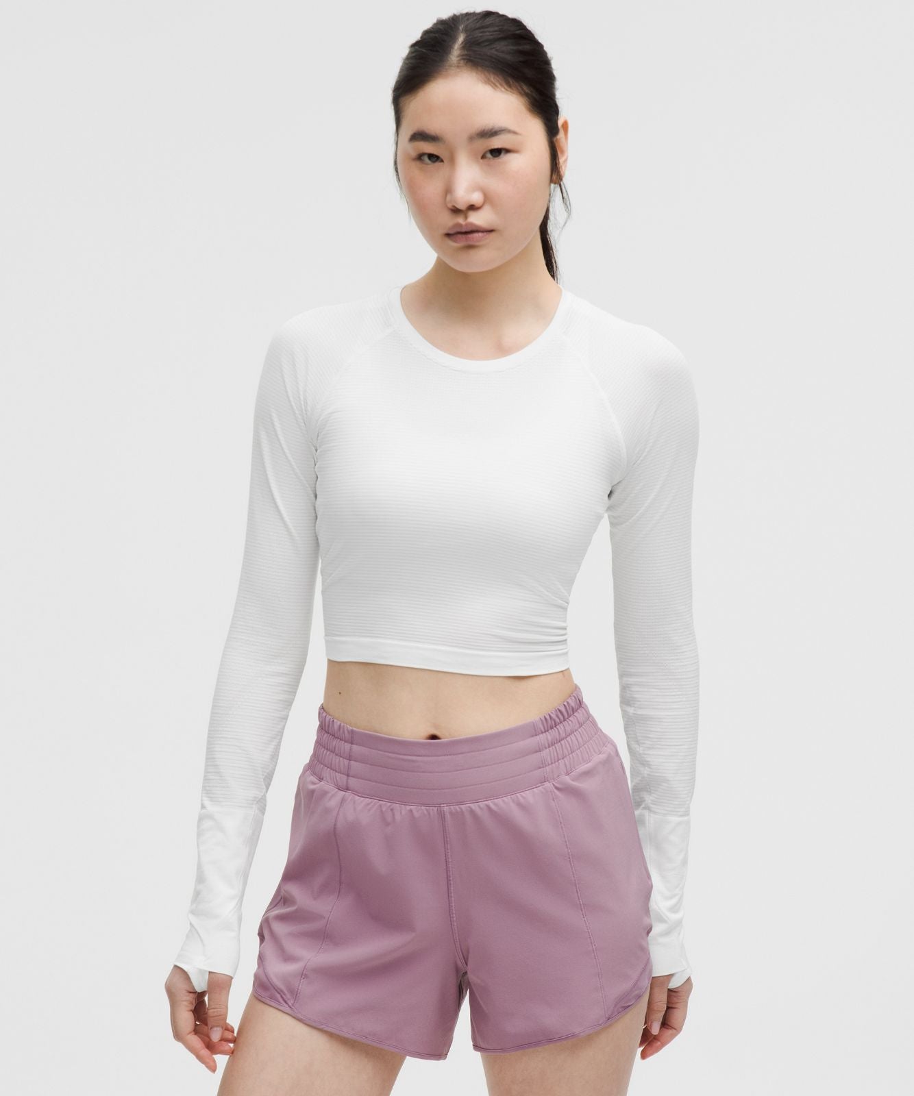 Swiftly Tech Cropped Long-Sleeve Shirt 2.0 White/White