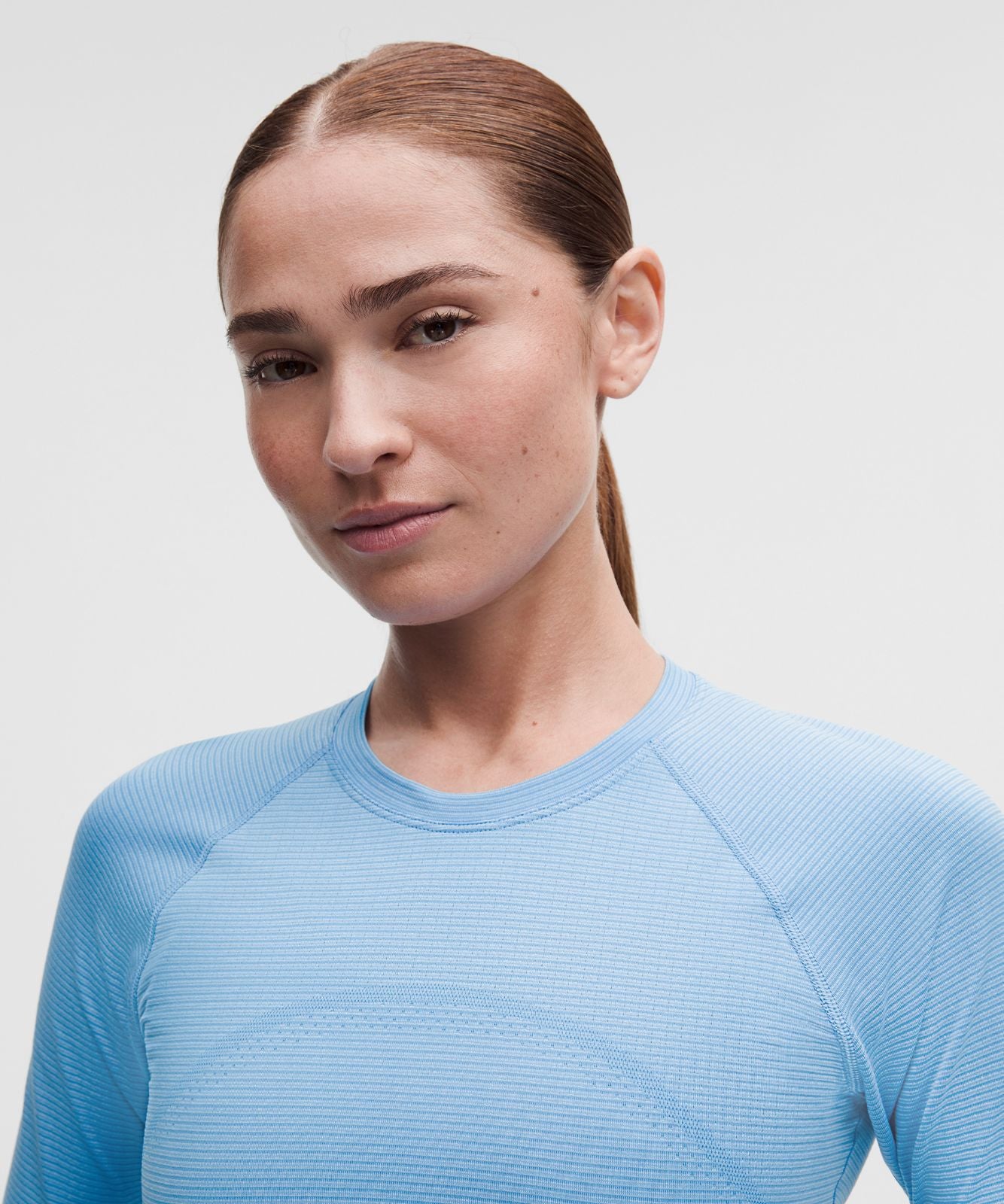 Swiftly Tech Cropped Long-Sleeve Shirt 2.0 Spandex Stripe Ocean Wave/White