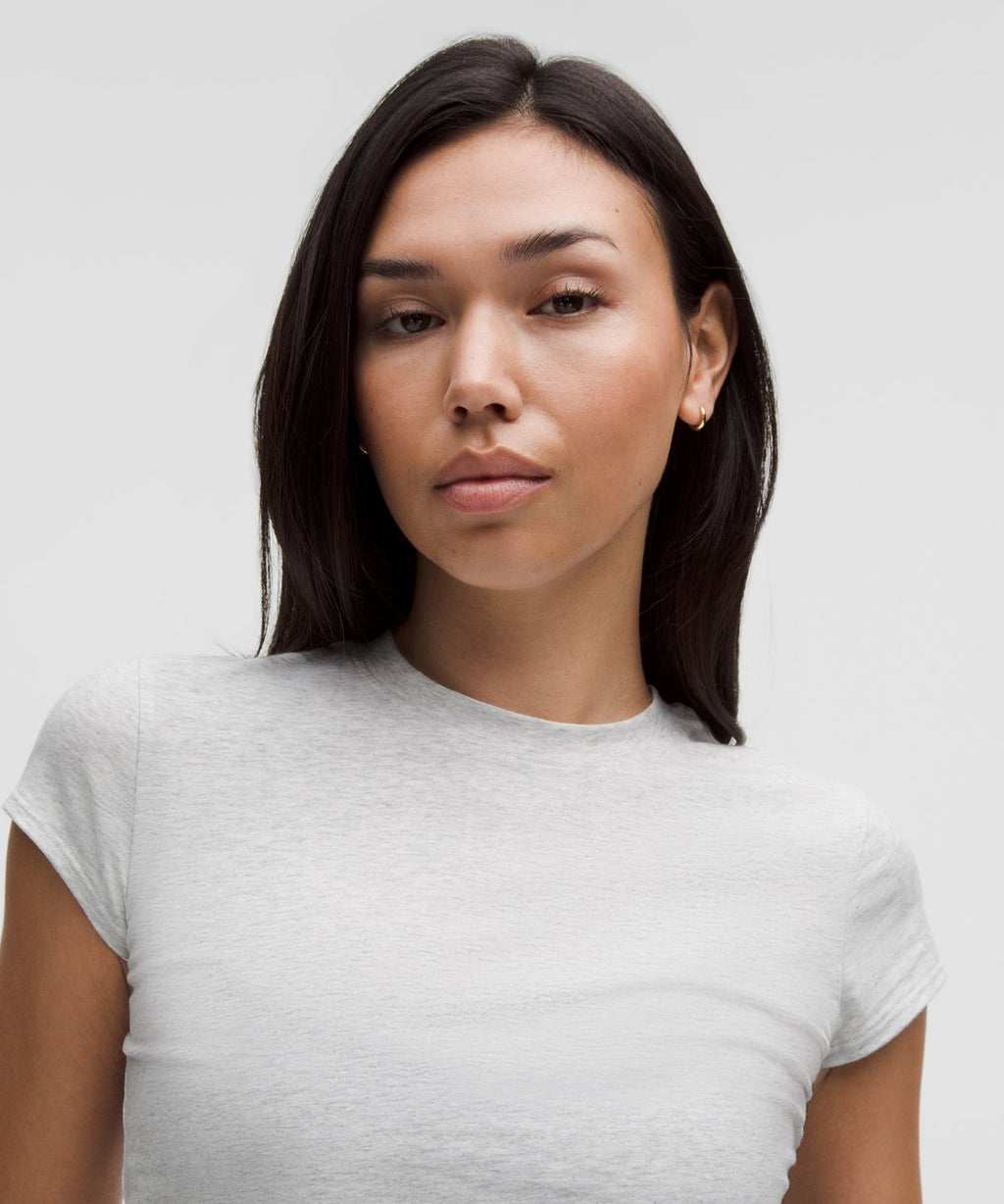 Organic Cotton-Blend Baby Tee Heathered Core Ultra Light Grey