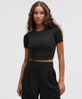 Hold Tight Straight Hem Cropped T-Shirt Black