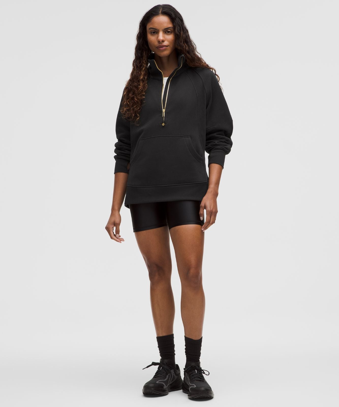 Scuba Oversized Funnel-Neck Half Zip *Long Black/Gold
