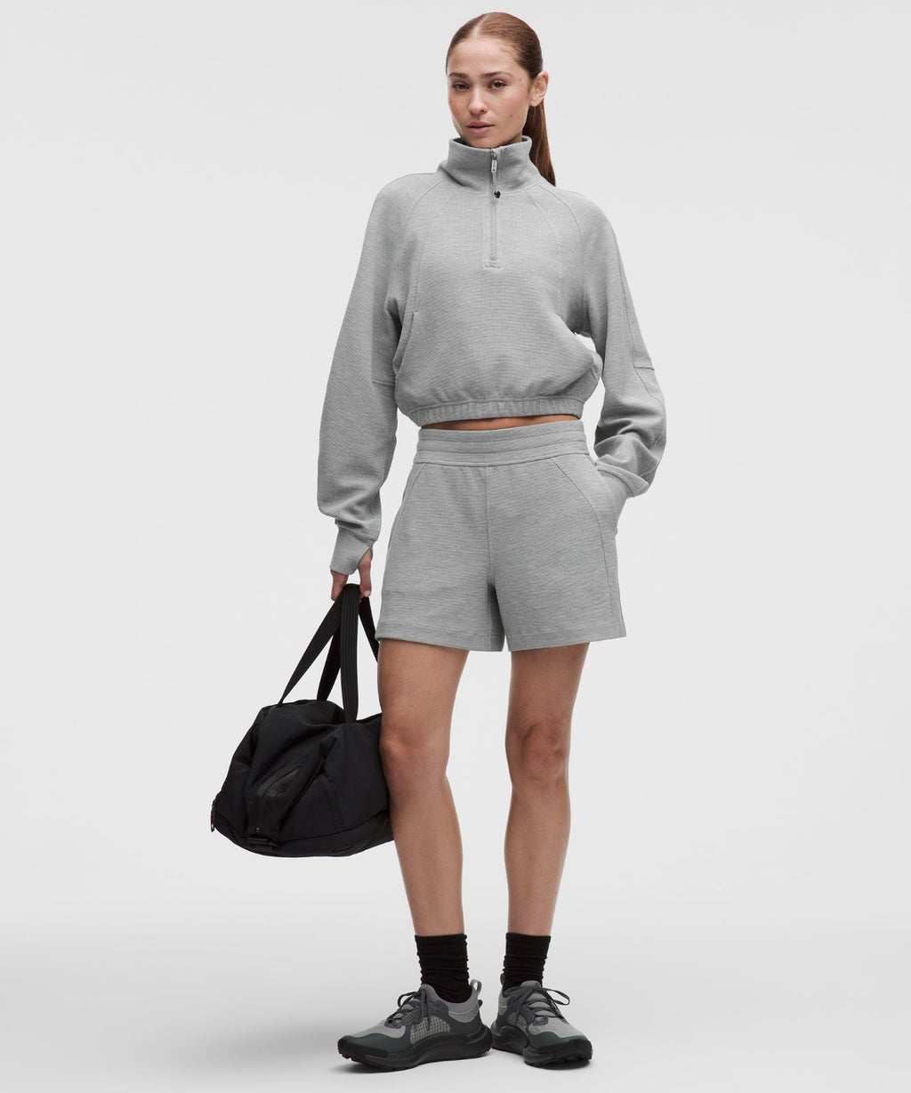 Scuba Cropped Funnel-Neck Half Zip *Waffle Heathered Core Medium Grey