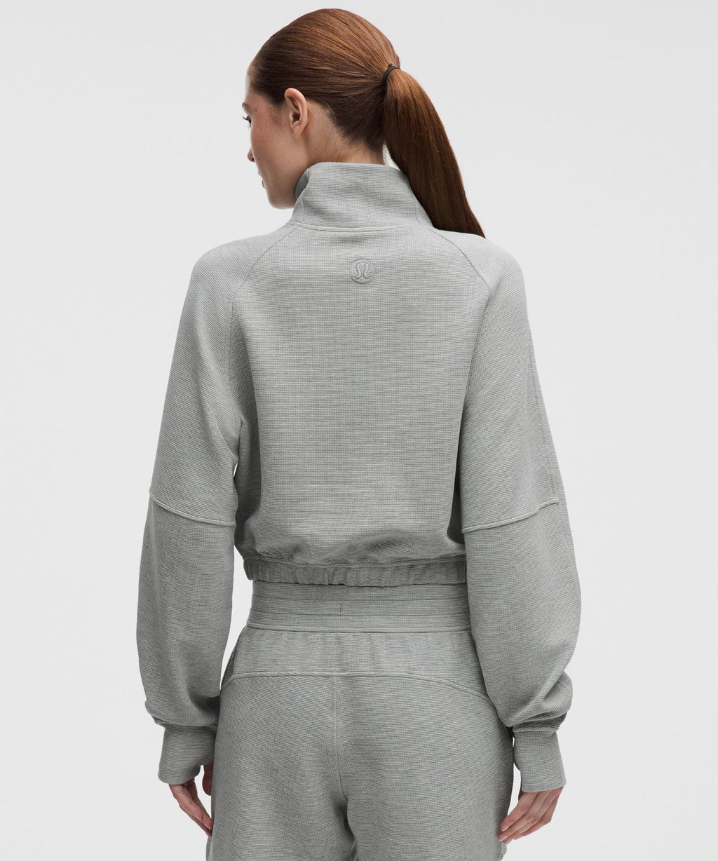 Scuba Cropped Funnel-Neck Half Zip *Waffle Heathered Core Medium Grey