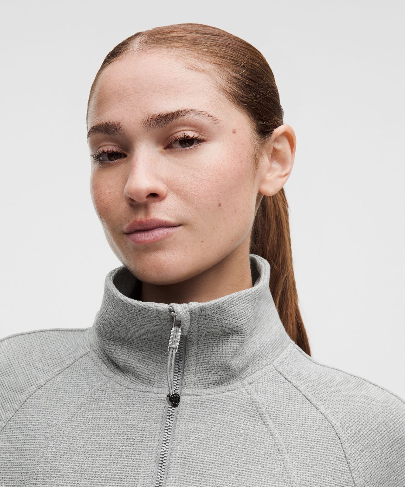 Scuba Cropped Funnel-Neck Half Zip *Waffle Heathered Core Medium Grey