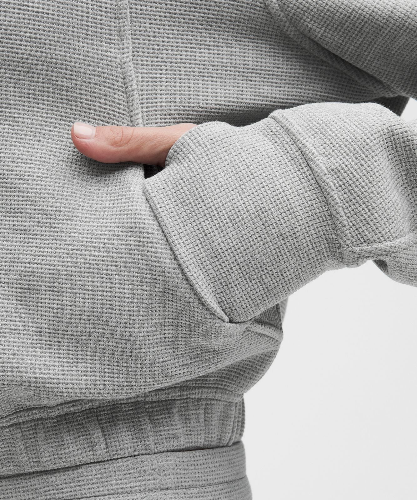 Scuba Cropped Funnel-Neck Half Zip *Waffle Heathered Core Medium Grey