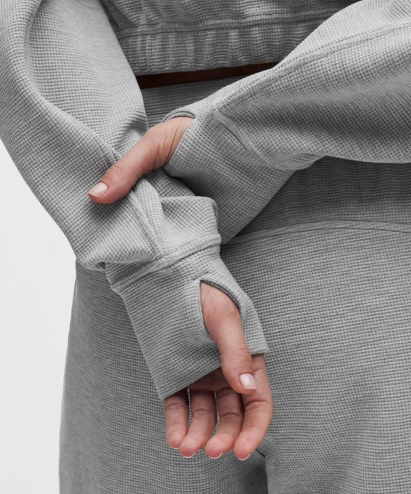 Scuba Cropped Funnel-Neck Half Zip *Waffle Heathered Core Medium Grey