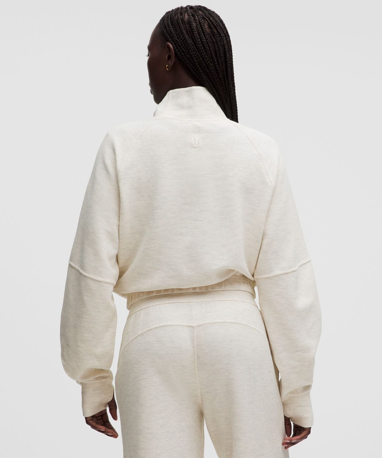 Scuba Cropped Funnel-Neck Half Zip *Waffle Heathered Light Ivory
