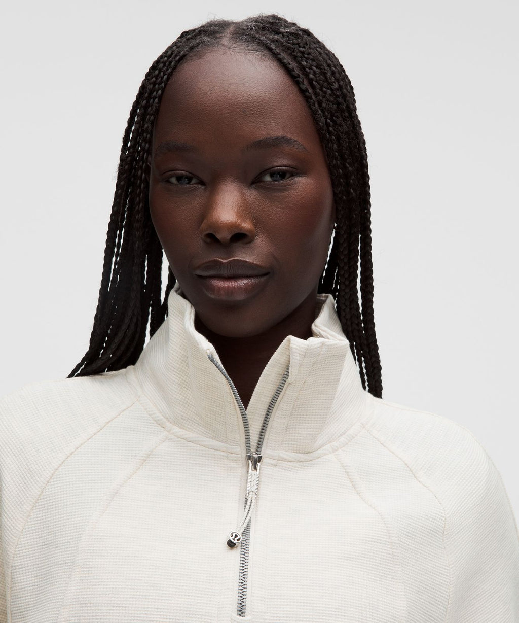 Scuba Cropped Funnel-Neck Half Zip *Waffle Heathered Light Ivory