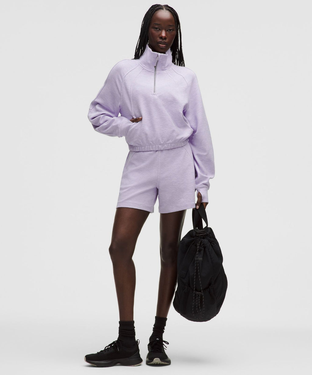 Scuba Cropped Funnel-Neck Half Zip *Waffle Heathered Faint Lavender