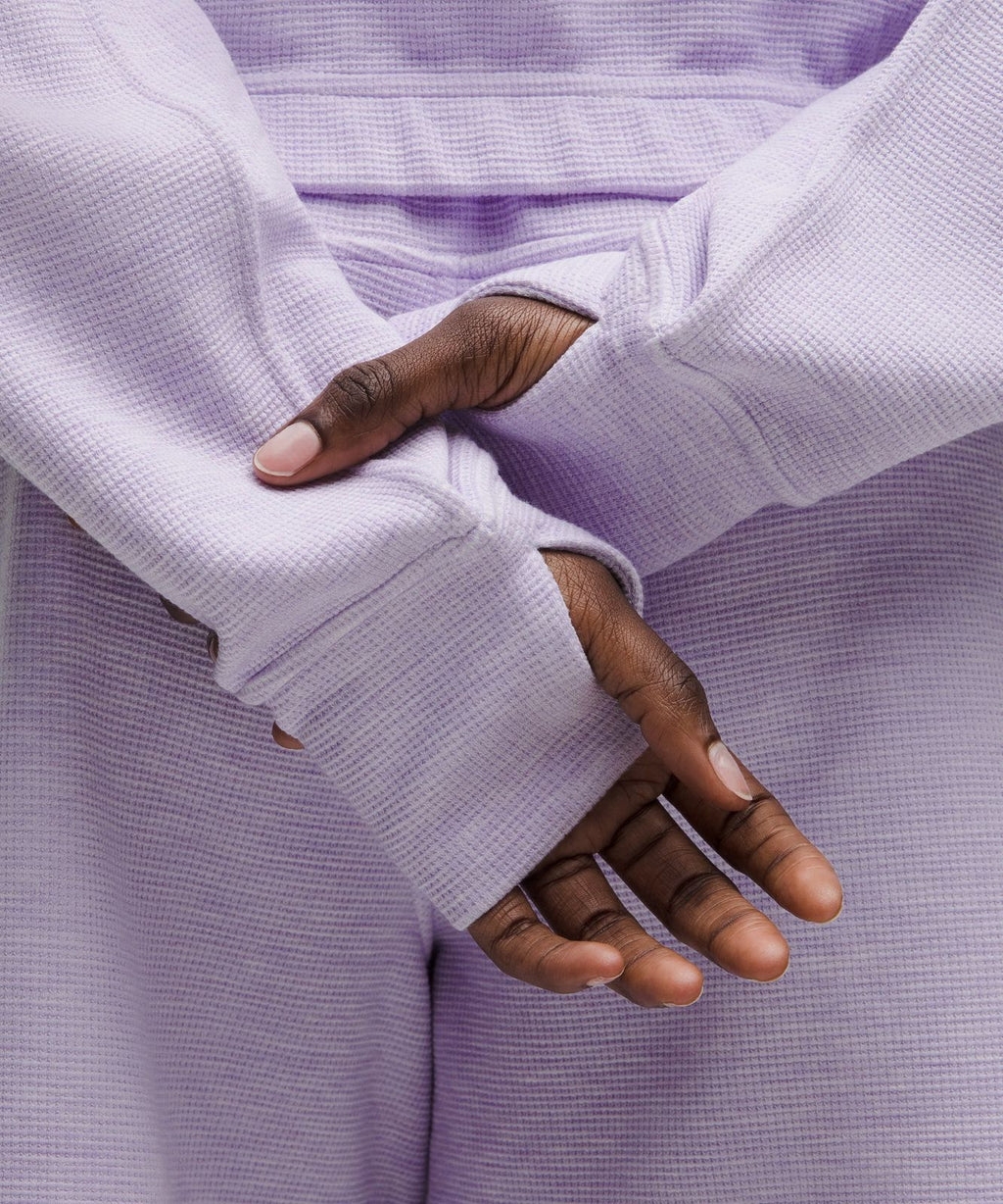 Scuba Cropped Funnel-Neck Half Zip *Waffle Heathered Faint Lavender