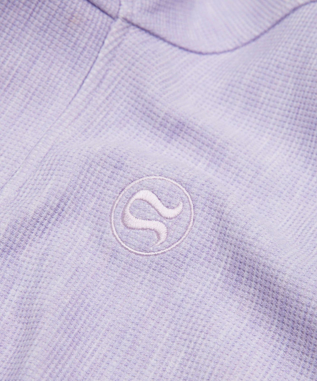 Scuba Cropped Funnel-Neck Half Zip *Waffle Heathered Faint Lavender