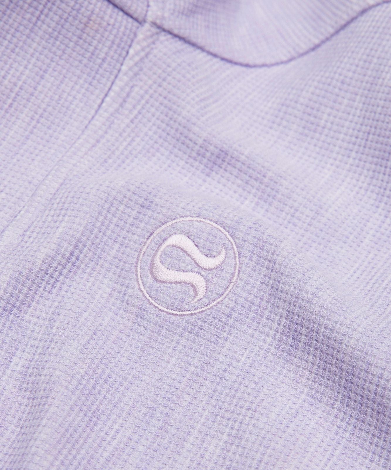 Scuba Cropped Funnel-Neck Half Zip *Waffle Heathered Faint Lavender