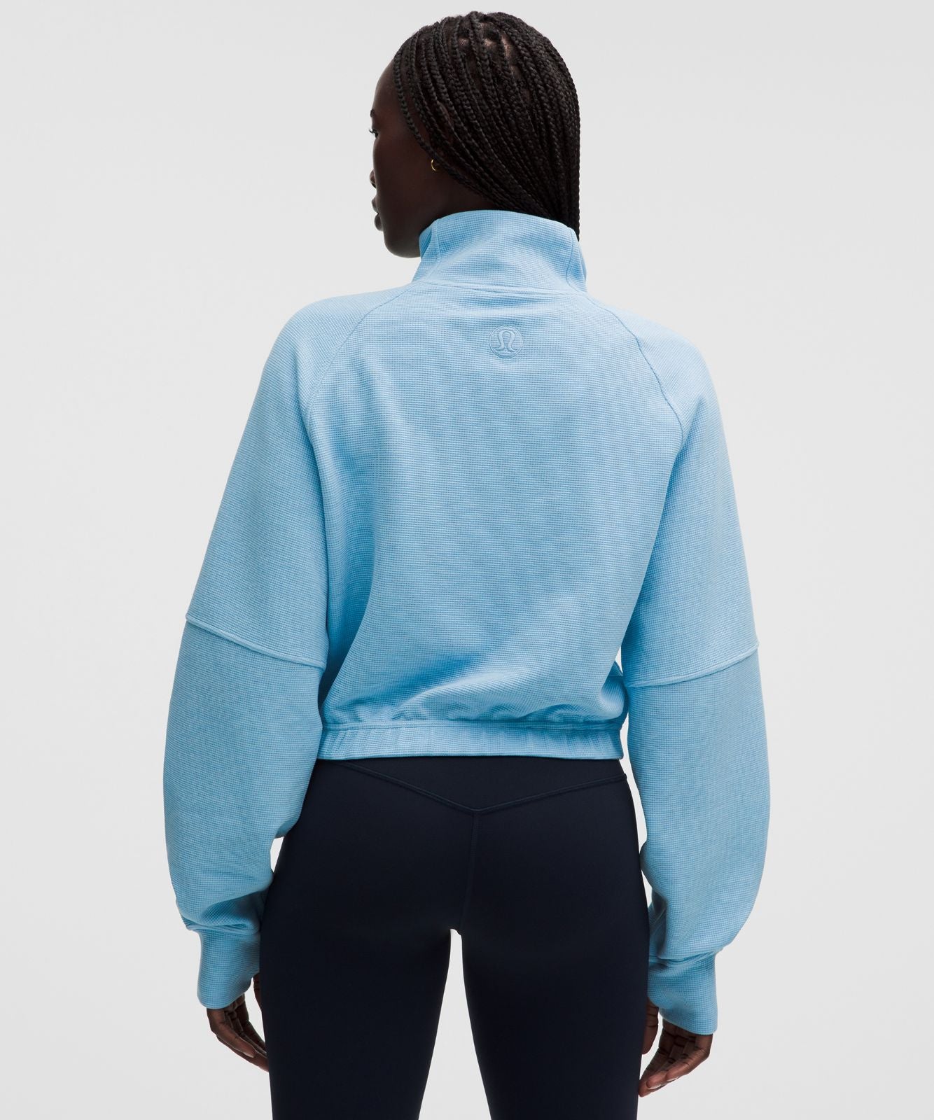 Scuba Cropped Funnel-Neck Half Zip *Waffle Heathered Dreamy Blue