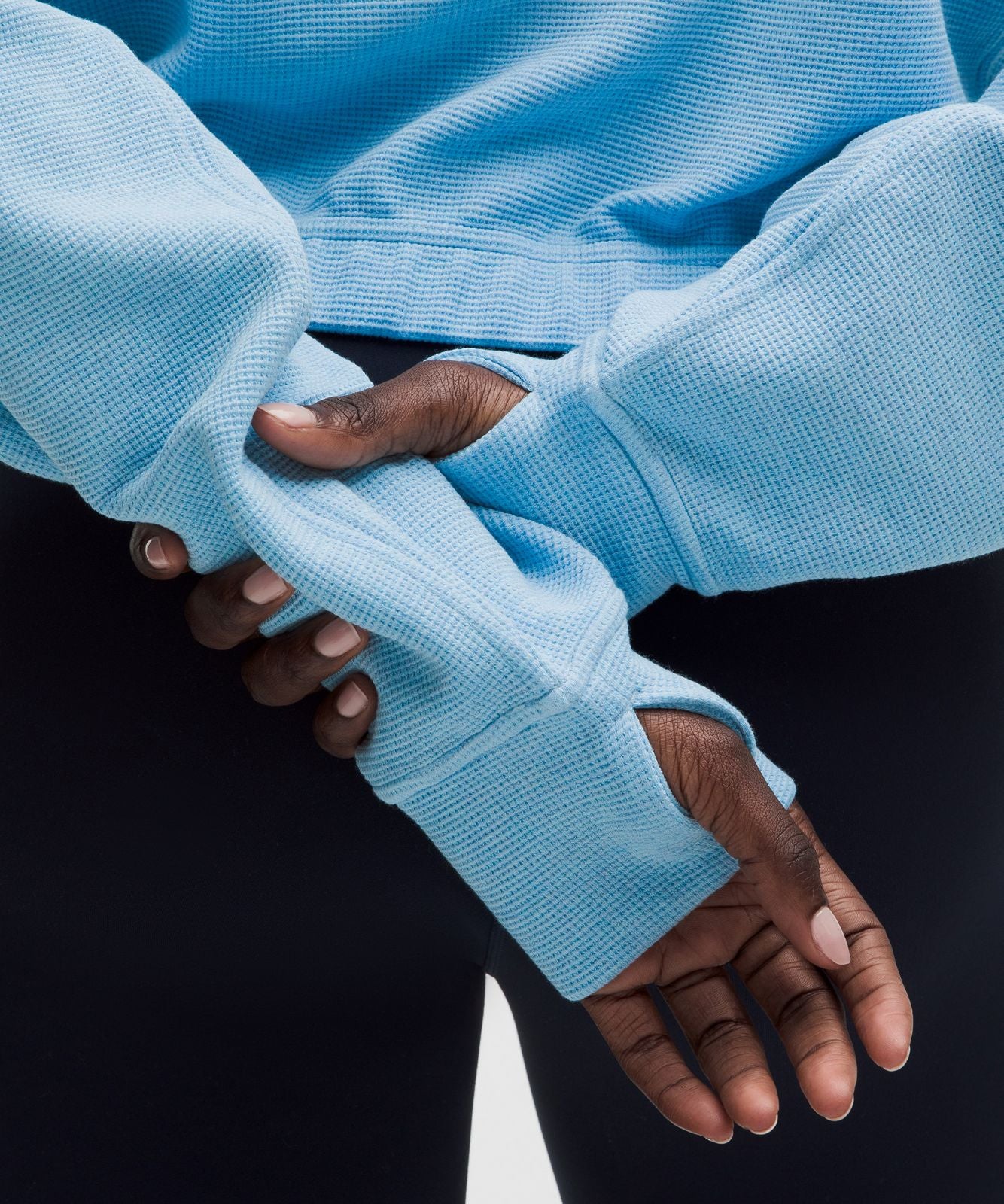 Scuba Cropped Funnel-Neck Half Zip *Waffle Heathered Dreamy Blue
