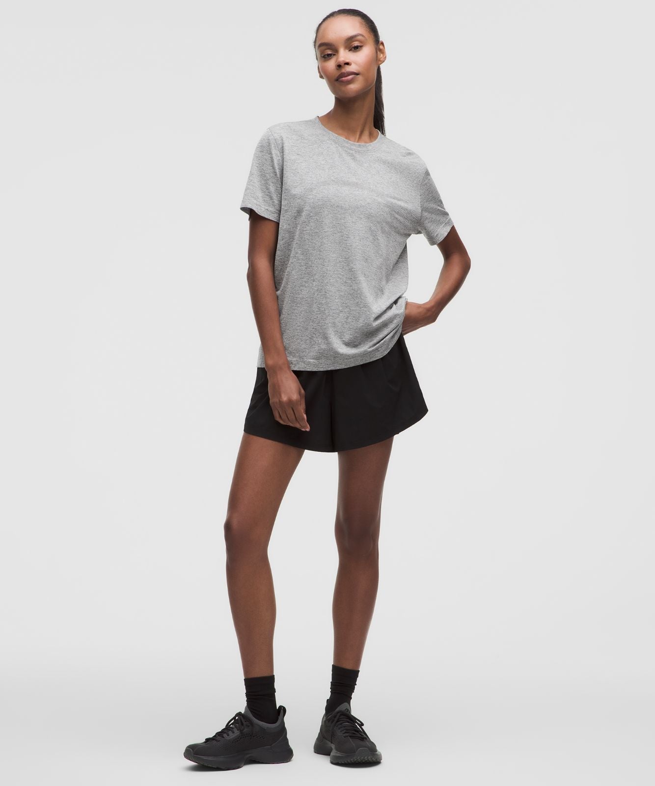 Swiftly Relaxed Short-Sleeve Shirt *Hip Length Slate/White