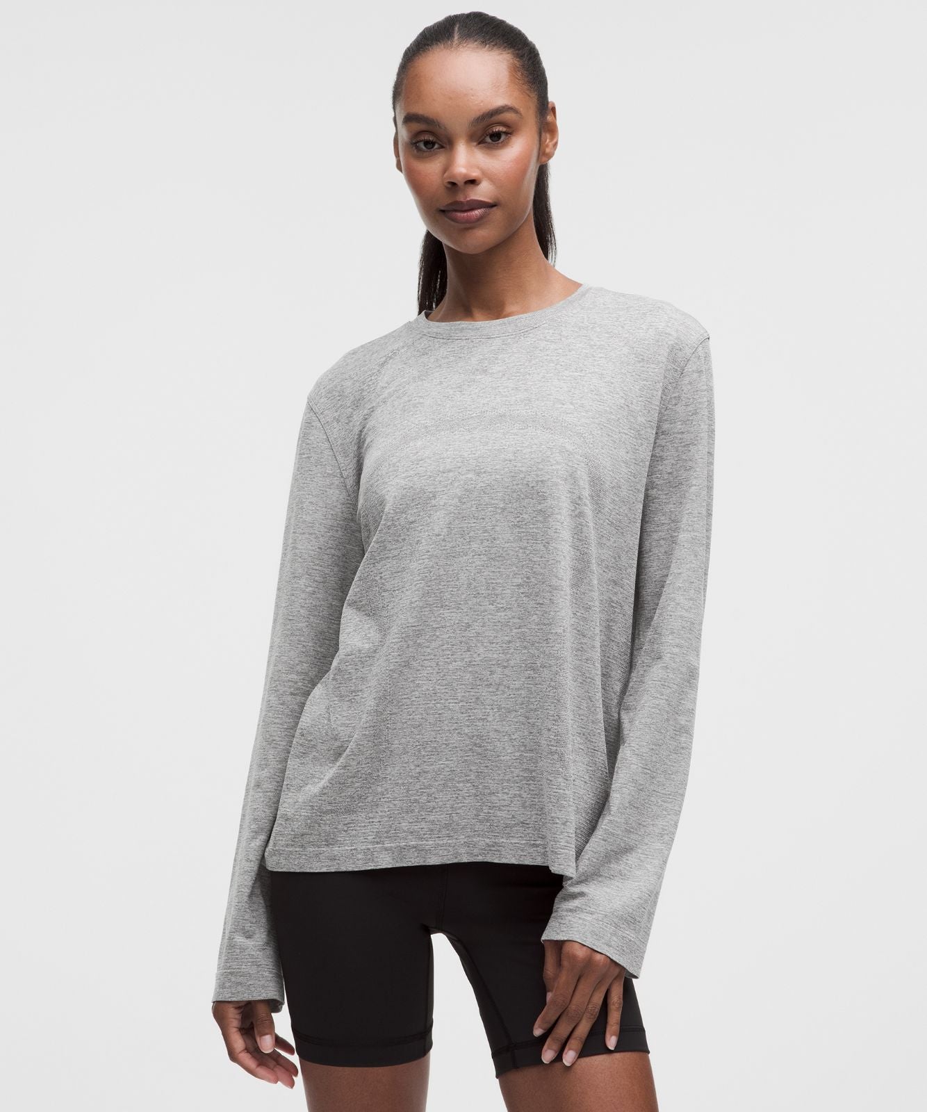 Swiftly Relaxed Long-Sleeve Shirt *Hip Length Slate/White