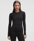 Merino Wool-Blend Crewneck Base Layer Black/Light Ivory