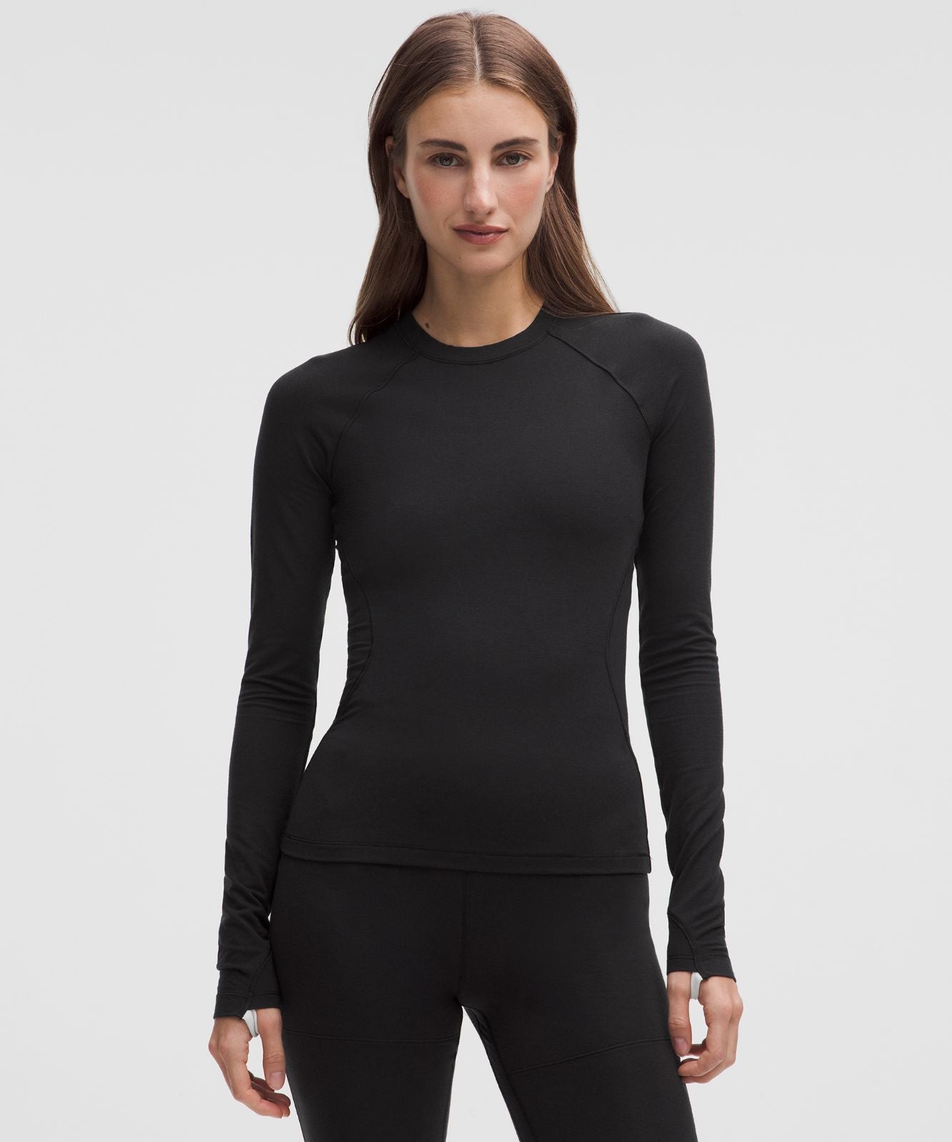Merino Wool-Blend Crewneck Base Layer Black/Light Ivory