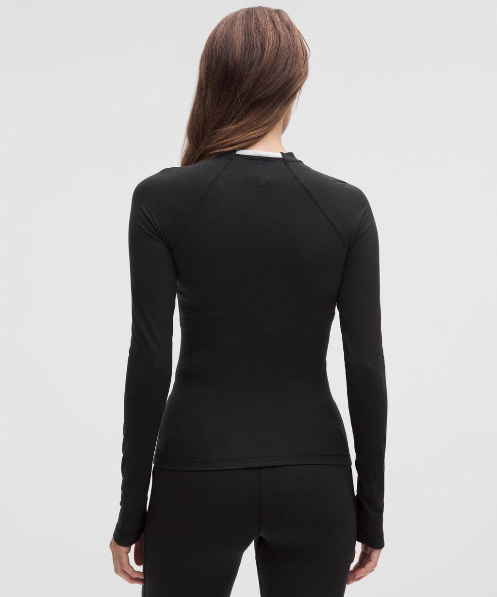 Merino Wool-Blend Crewneck Base Layer Black/Light Ivory
