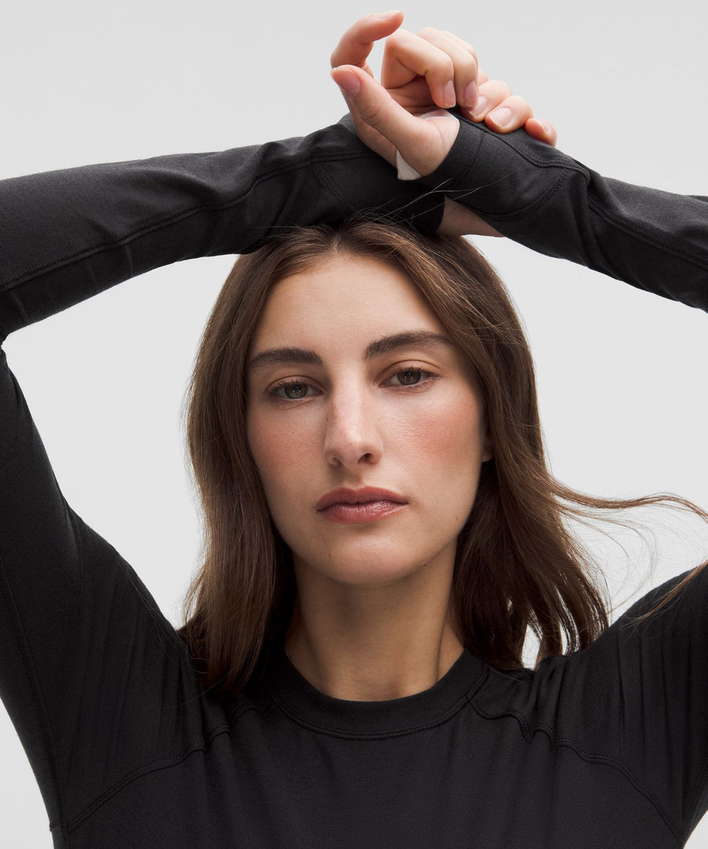 Merino Wool-Blend Crewneck Base Layer Black/Light Ivory