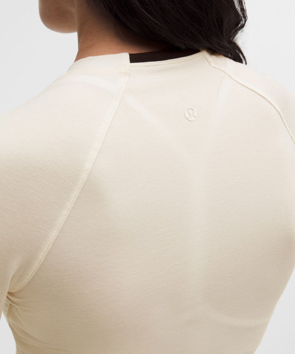 Merino Wool-Blend Crewneck Base Layer Light Ivory/Black