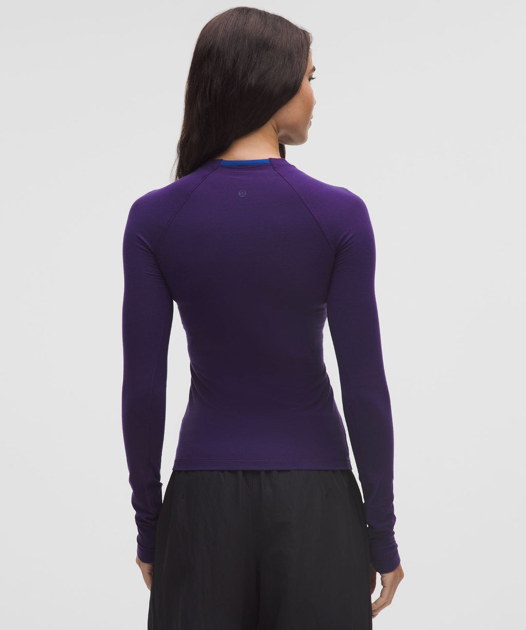 Merino Wool-Blend Crewneck Base Layer Dark Court Purple/Deep Sea Blue