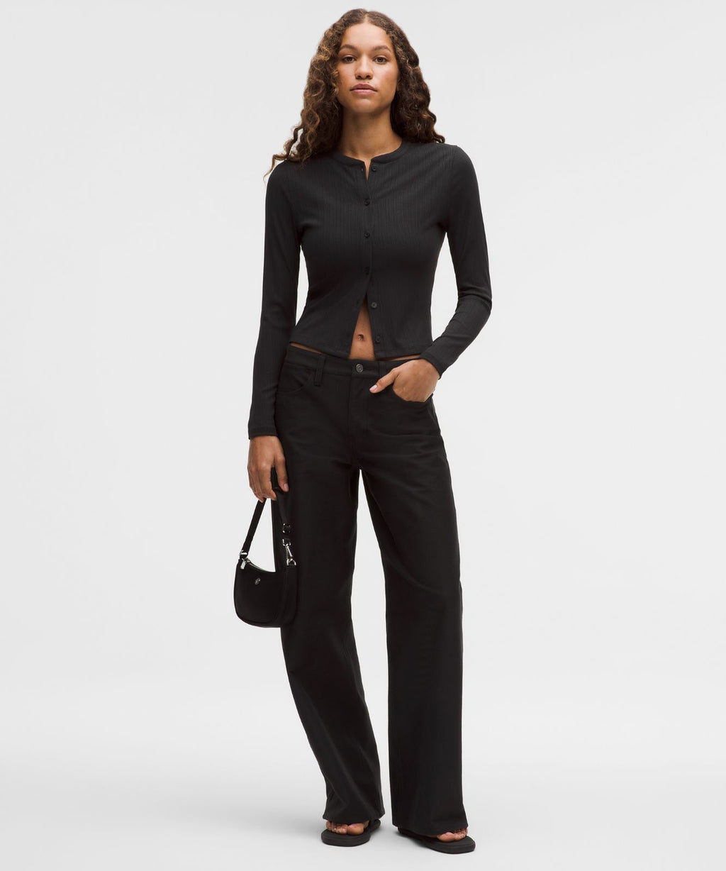 Hold Tight Micro-Rib Cardigan Black