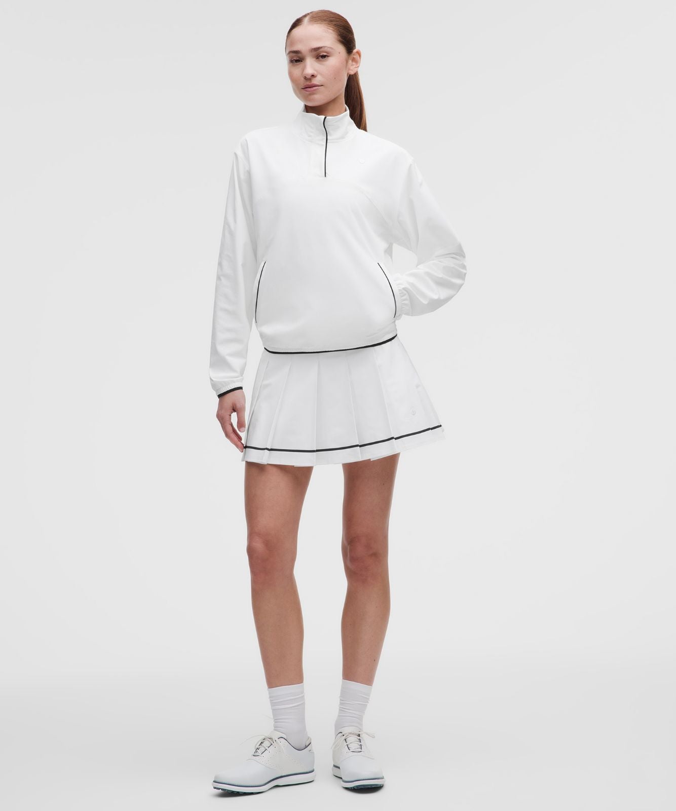 UV-Protective Lightweight Half Zip White/Black