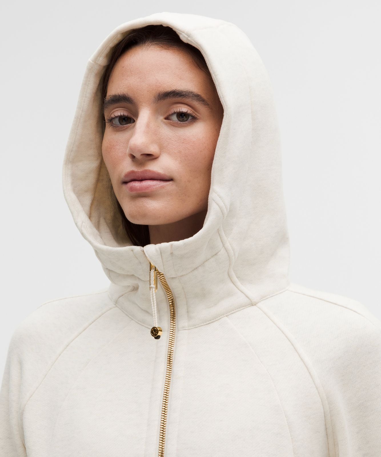 Scuba Full-Zip Hoodie Heathered Light Ivory/Gold