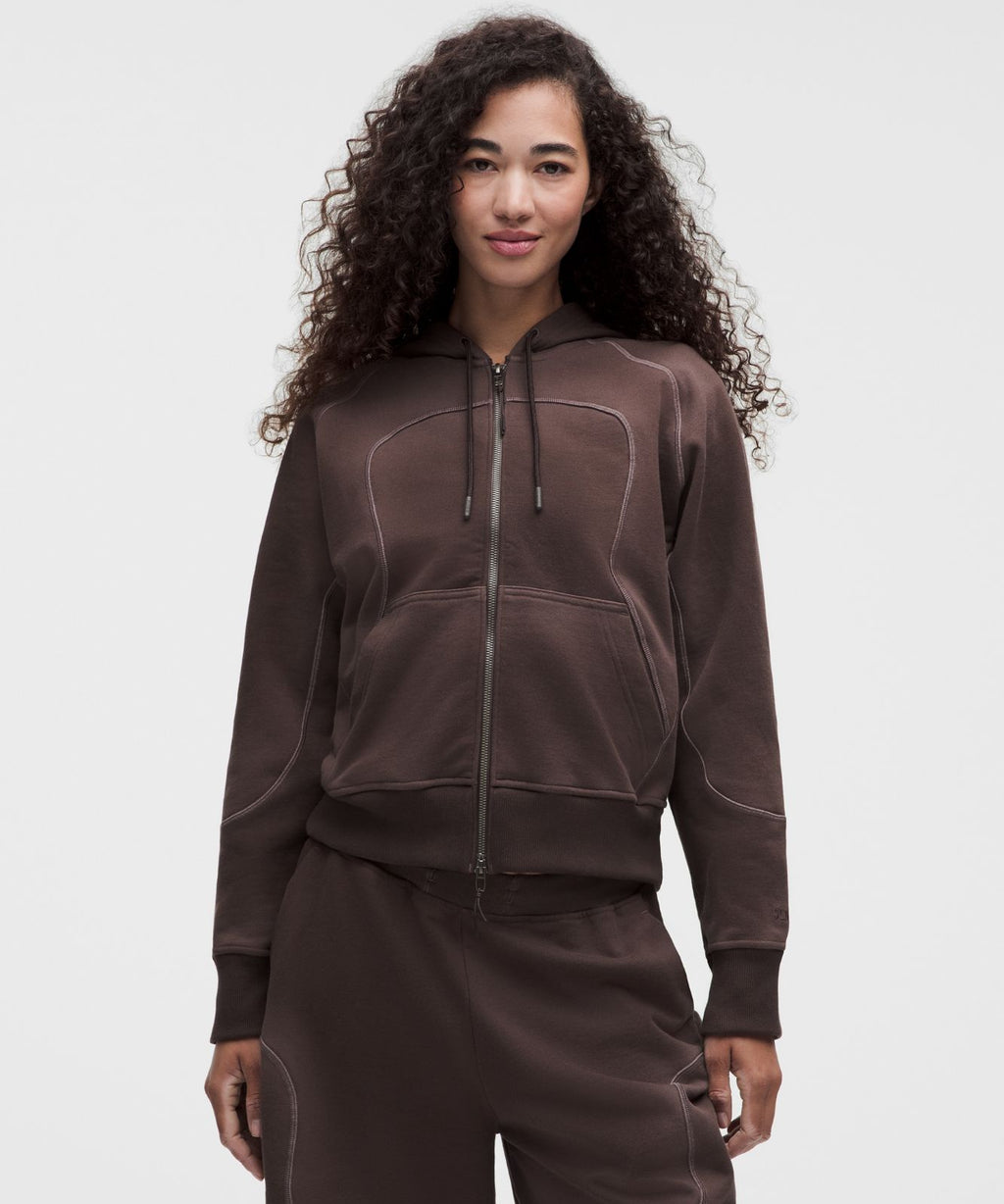 Faded French Terry Full-Zip Hoodie *SLNSH Collection Sun Fade Espresso