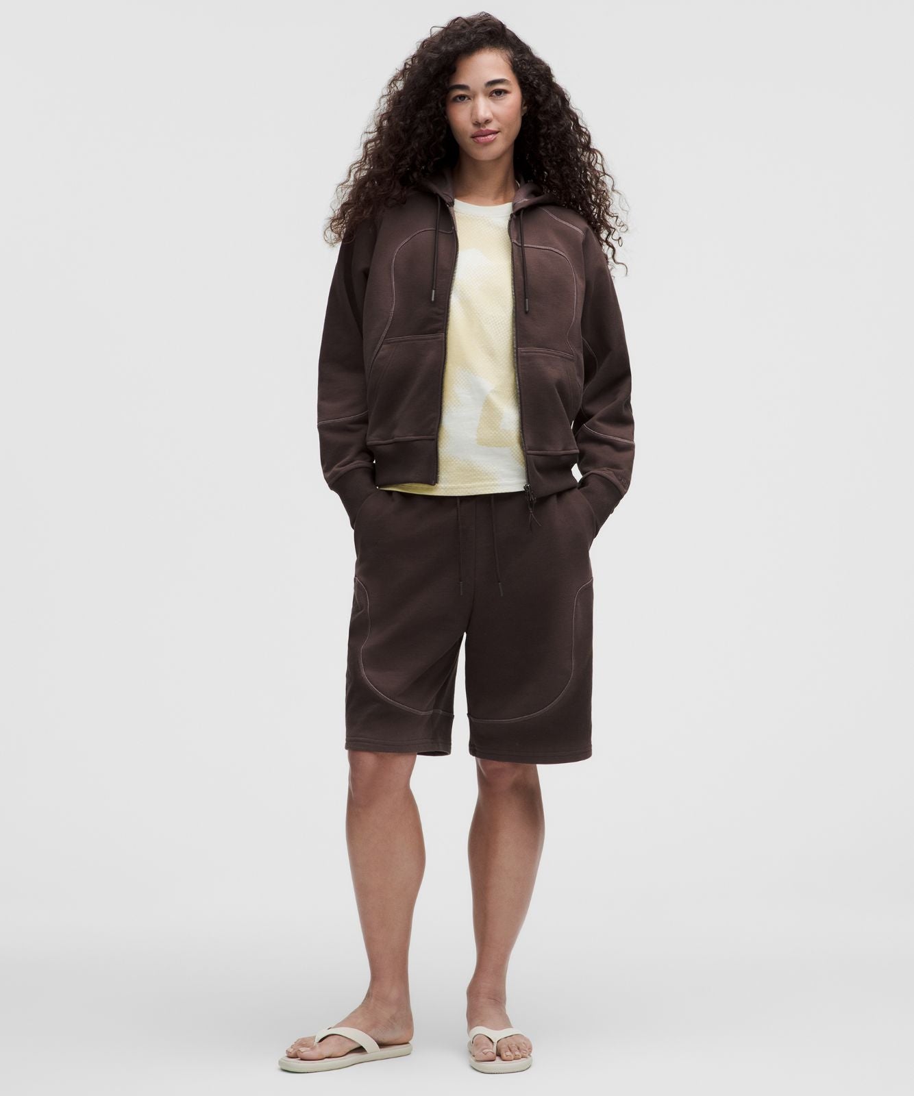 Faded French Terry Full-Zip Hoodie *SLNSH Collection Sun Fade Espresso