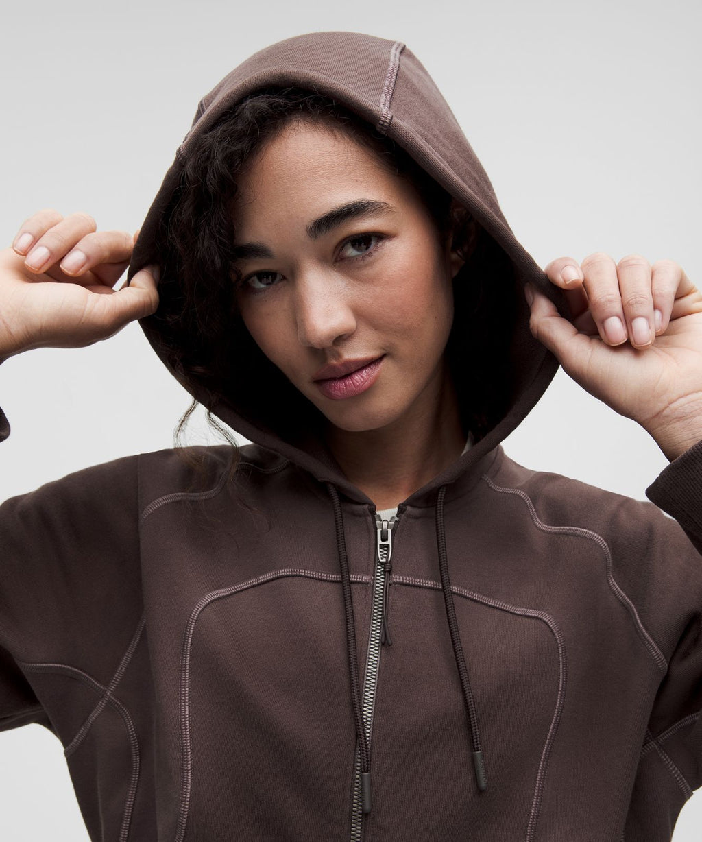 Faded French Terry Full-Zip Hoodie *SLNSH Collection Sun Fade Espresso