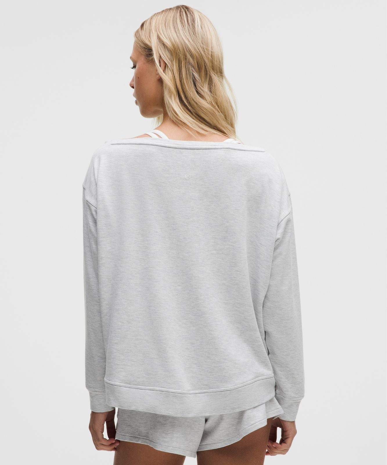 BeCalm Oversized Boatneck Long-Sleeve Shirt Heathered Core Ultra Light Grey