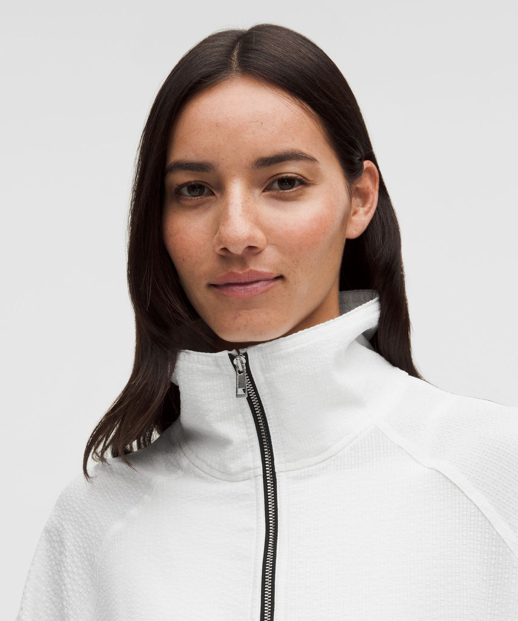 Seersucker WovenAir Funnel-Neck Half Zip White/White