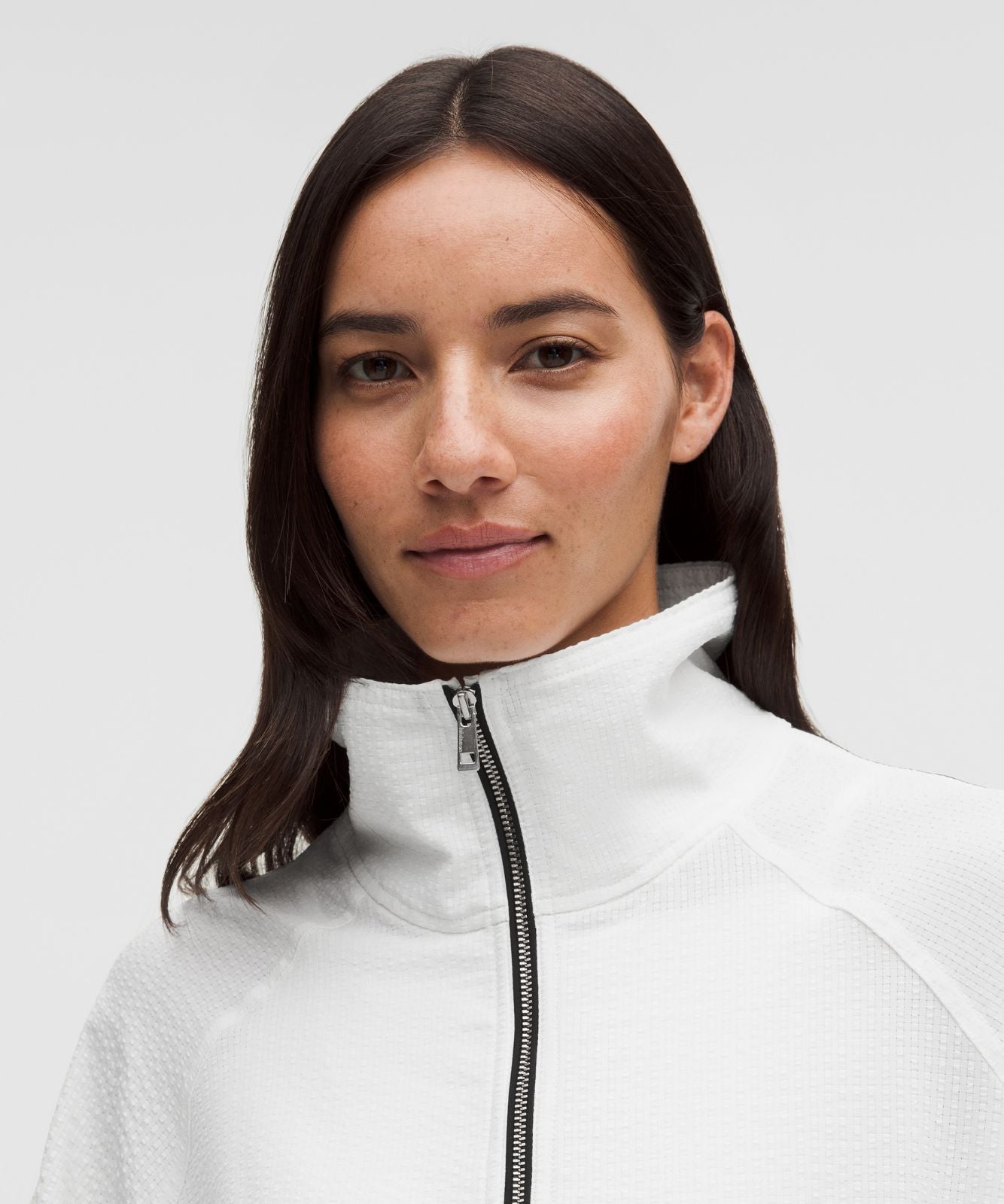 Seersucker WovenAir Funnel-Neck Half Zip White/White