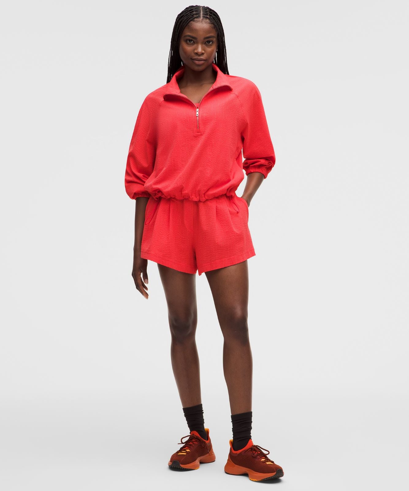 Seersucker WovenAir Funnel-Neck Half Zip Star Burst Tone/Star Burst Tone
