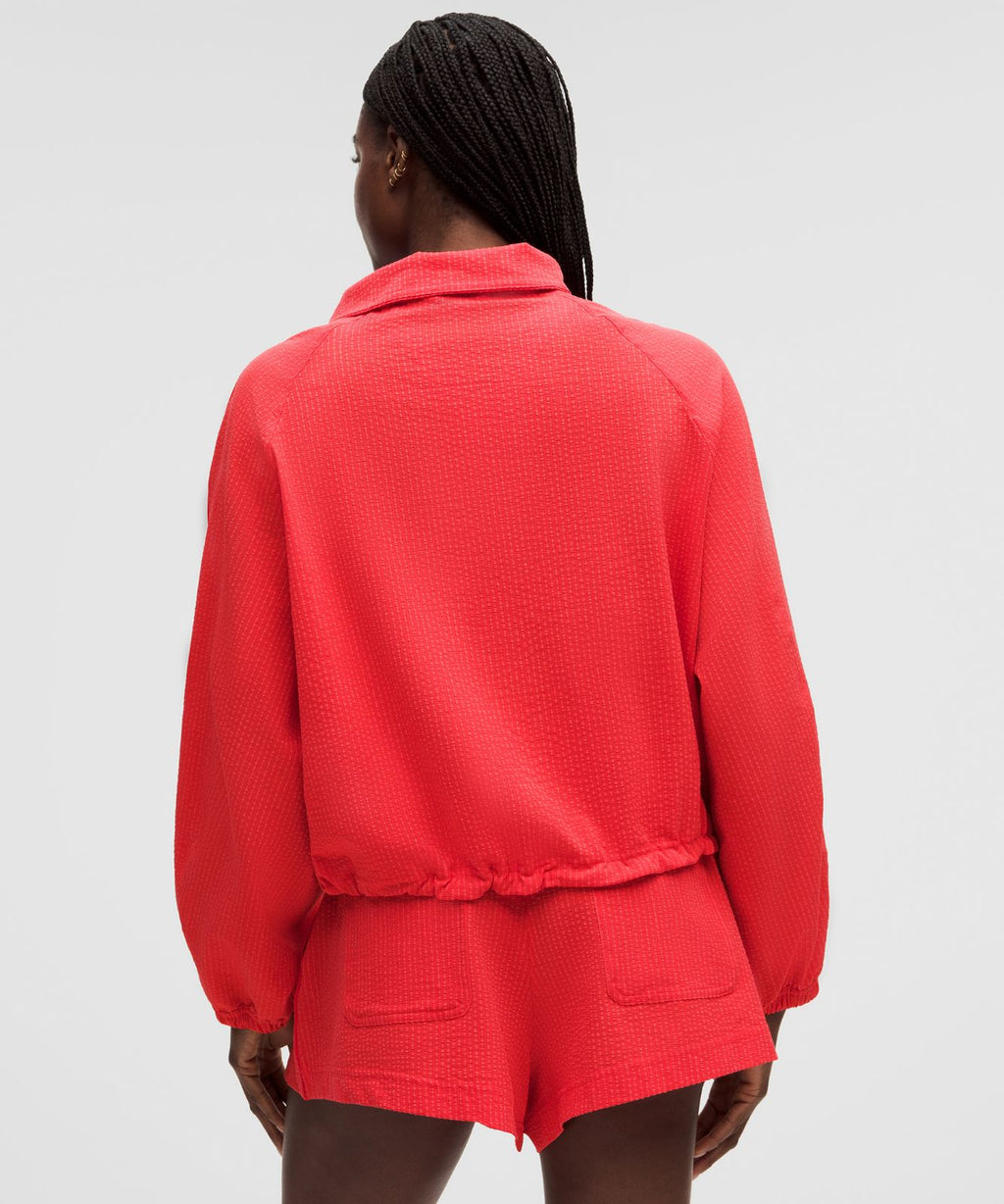 Seersucker WovenAir Funnel-Neck Half Zip Star Burst Tone/Star Burst Tone