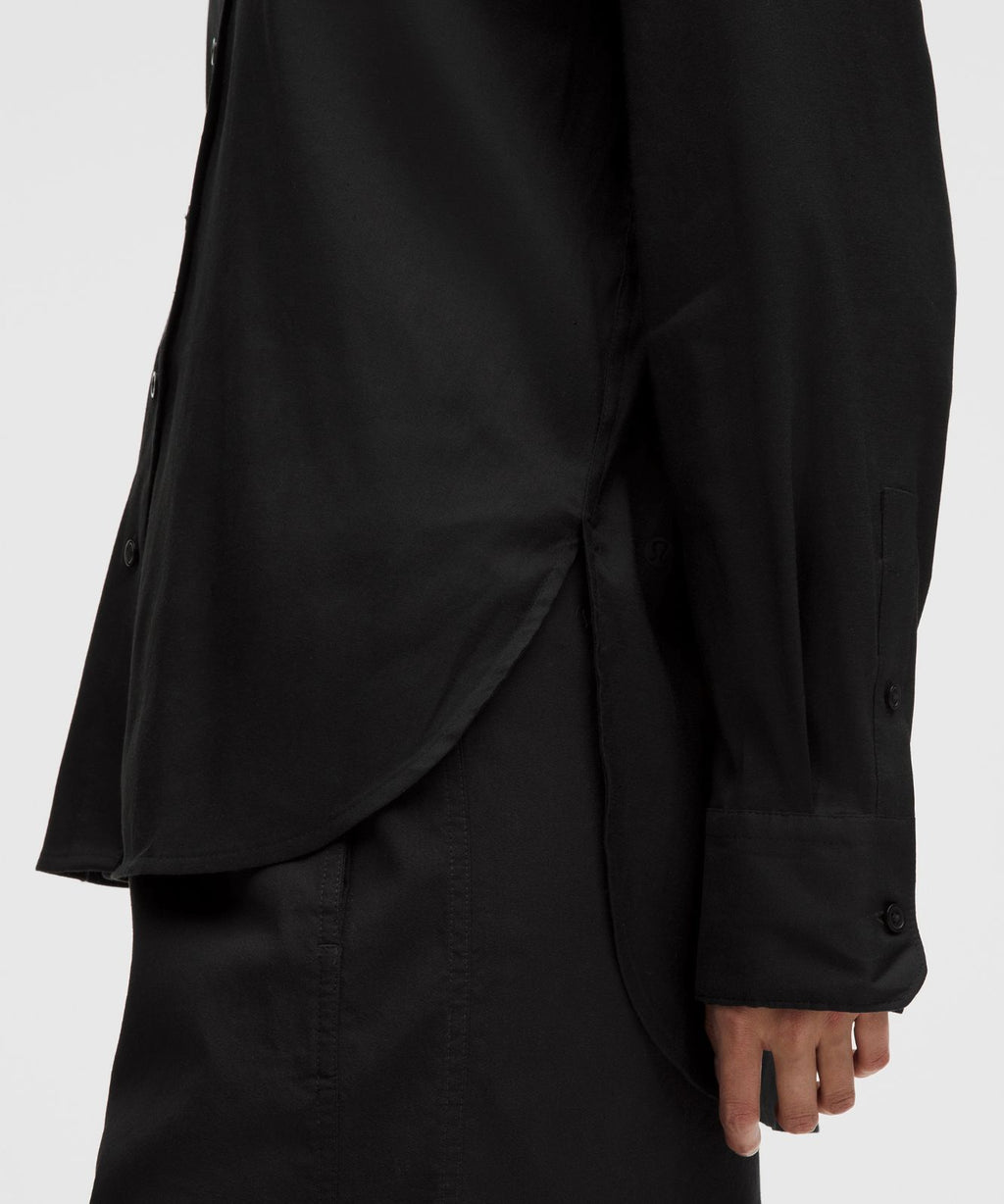 LuluLinen Relaxed-Fit Long-Sleeve Button Up Black