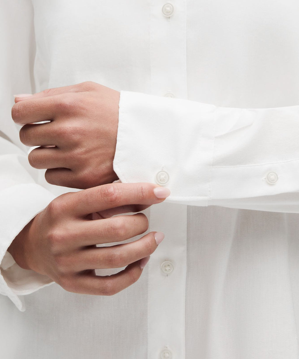 LuluLinen Relaxed-Fit Long-Sleeve Button Up White