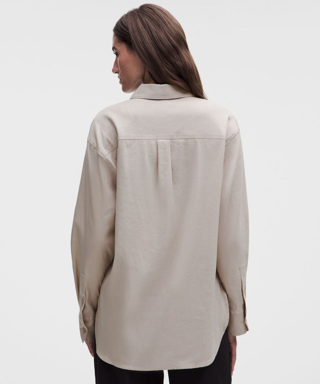 LuluLinen Relaxed-Fit Long-Sleeve Button Up Downtown Tan